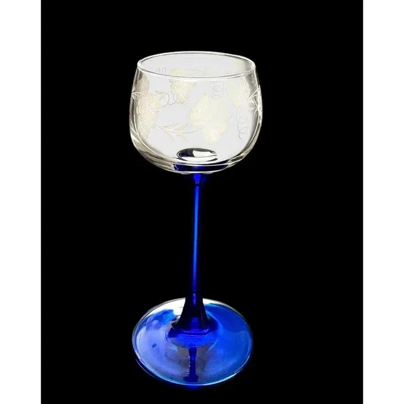 Set Of 4 Vintage Luminarc Cobalt Blue Stem 6-3/8" Cordial Glasses - Picture 4 of 6
